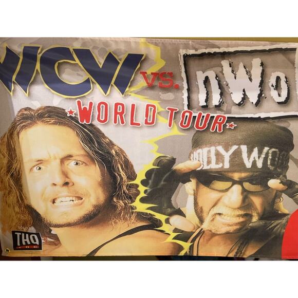 WCW Vs NWO World Tour Nintendo N64 5ft Flag Banner Poster 1997 64 THQ WWF Hogan - Picture 2 of 3